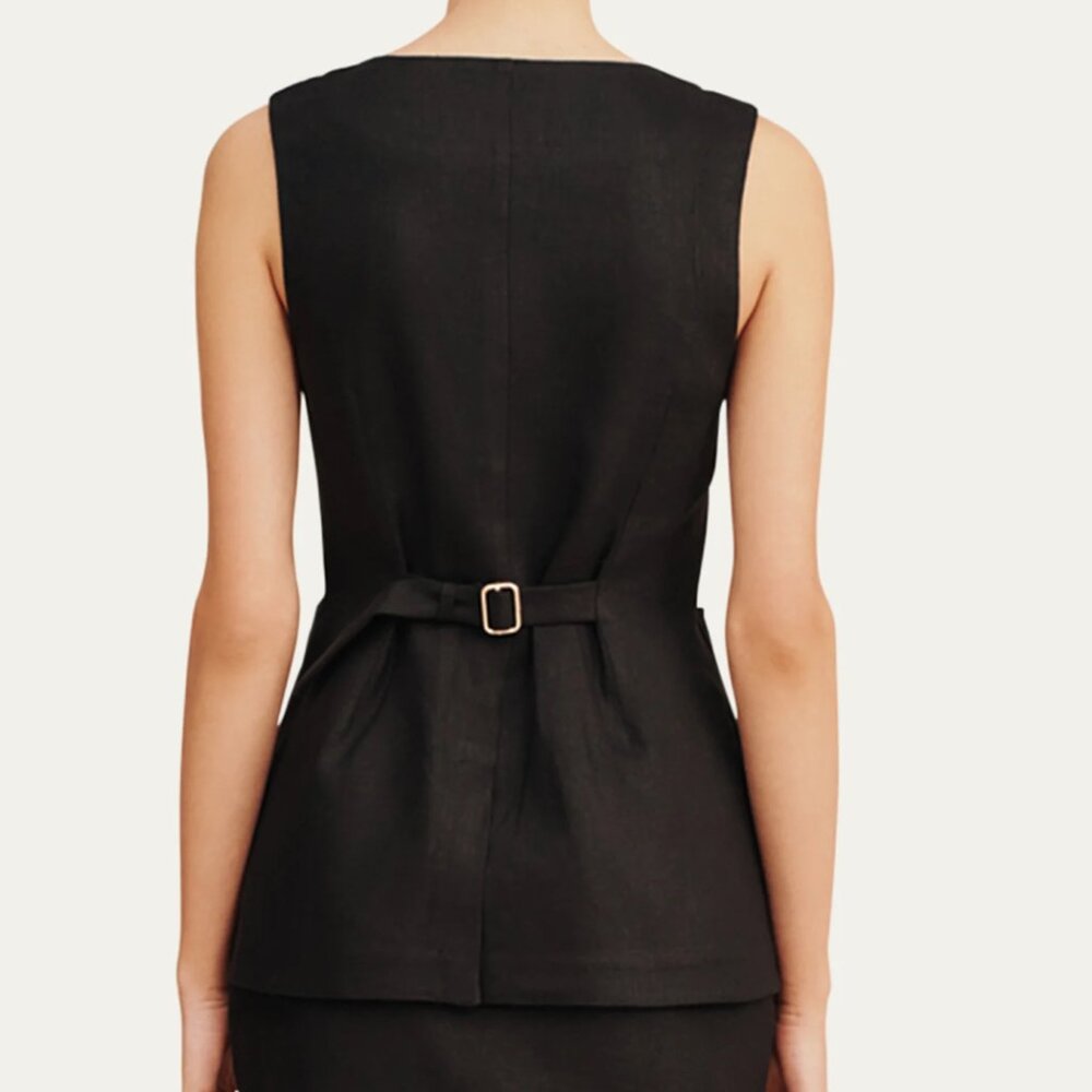 Posse "Emma" Linen Vest - Black - Picture 4 of 7